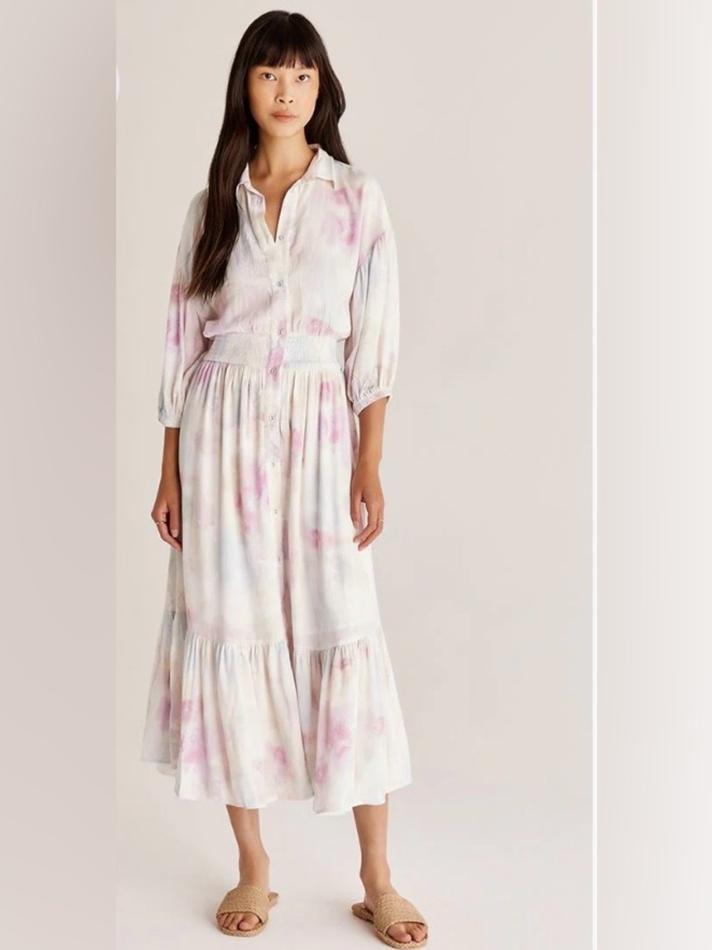 Z Supply Tanya Blurred Watercolor Maxi Dress | Size Medium |